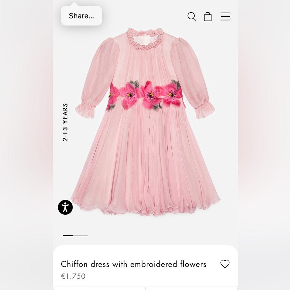 Dolce & Gabbana Kids Silk Handpainted Floral Dress